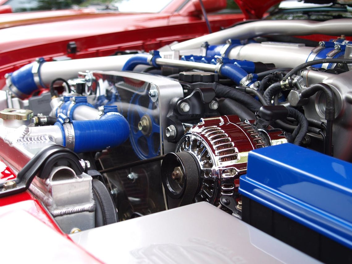 A clean blue and silver transmission